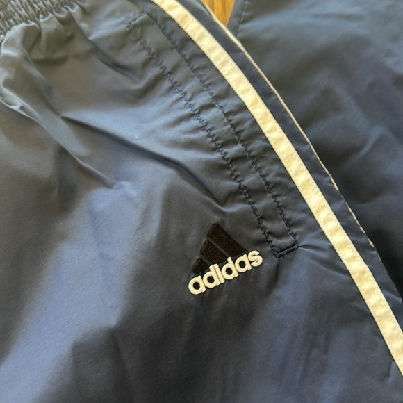 Vintage MED Adidas Track Pants Y2K Snap Button Tear Away Navy - Picture 3 of 10